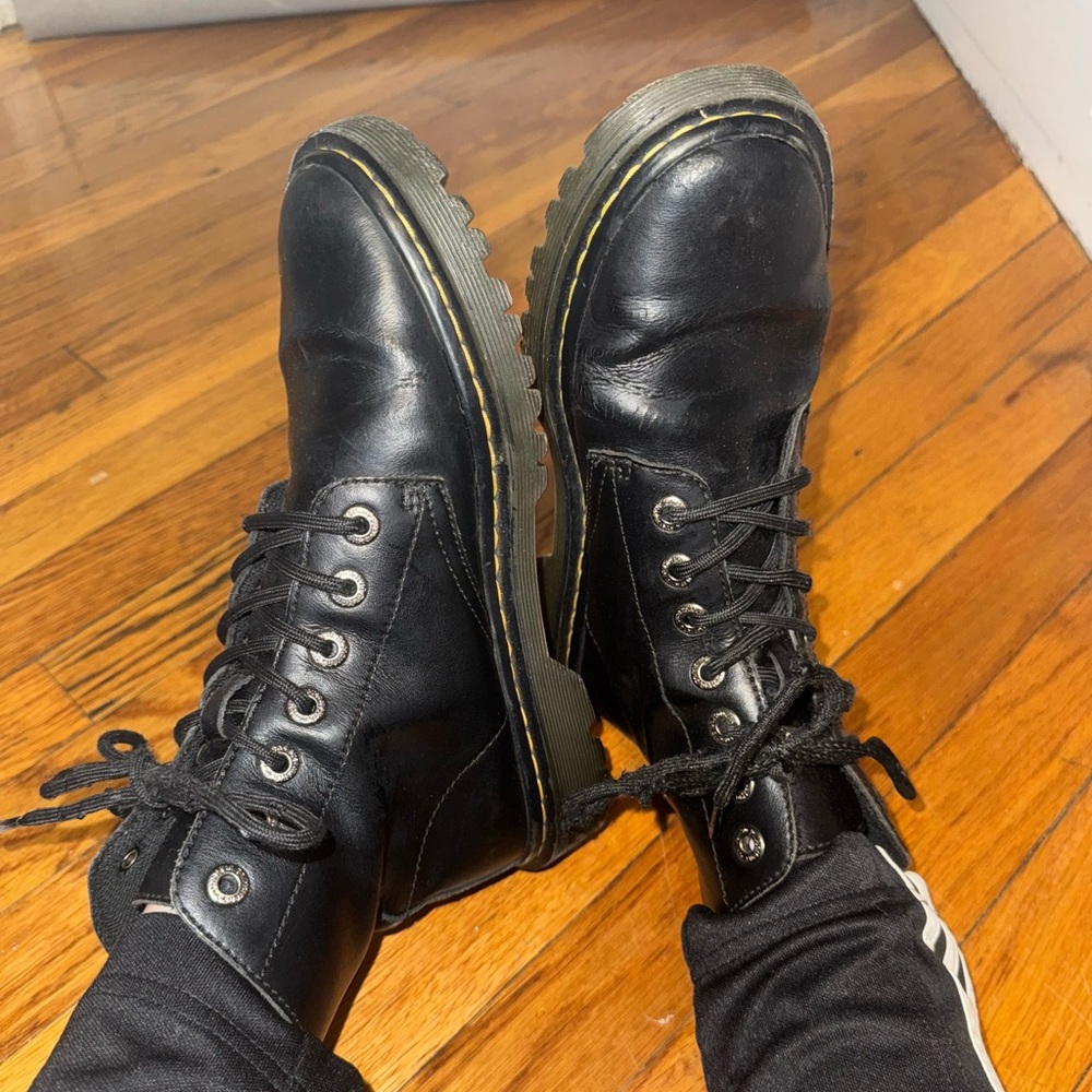 Dr Martens black leather boots